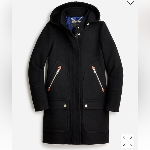 J. Crew New chateau parka Italian stadium-cloth coat BM948 Black 6 - Picture 2 of 13